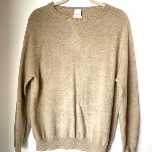 MaxMara 100% Cashmere Beige Tan Cream Sweater Knit Sweatshirt - Picture 2 of 5